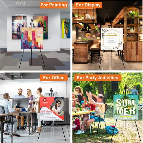 Miniatura 2 de REALlWAY - Caballete plegable de 63 pulgadas para exhibición, caballete de piso ajustable para artes, imágenes, pinturas, caballete telescópico