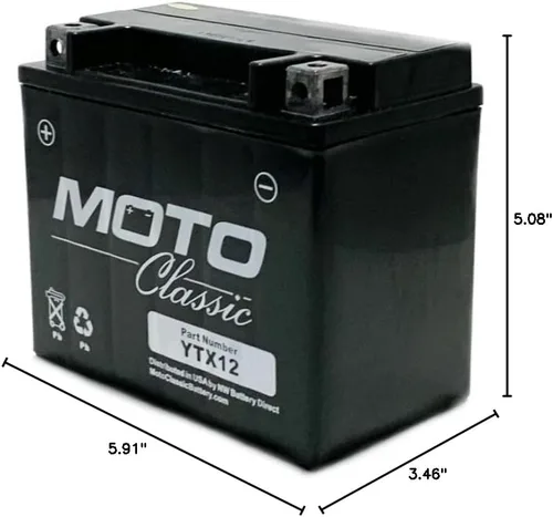 Miniatura 5 de MotoClassic YTX12 - Batería de repuesto sellada AGM de alto rendimiento de 12 V, 12 Ah, 220 CCA - Batería YTX12 - Reemplazo confiable