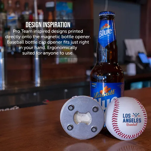 Miniatura 3 de Los Angeles D Baseball - Abrebotellas magnético de cuero y captador de tapas, accesorio genial para adolescentes y hombres
