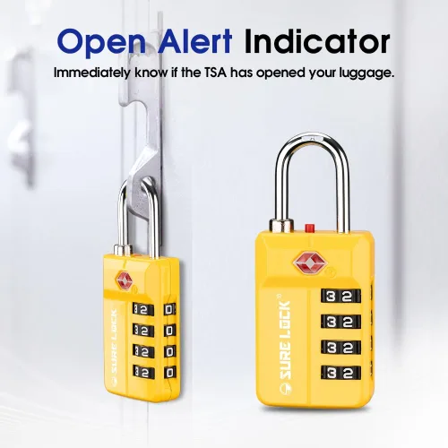 Miniatura 5 de Candados para equipaje de viaje aprobados por la TSA, candados de combinación con alerta de apertura para casillero de escuela, oficina y gimnasio