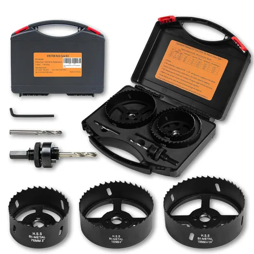 Kit de sierra de agujero bimetálico VIKITON para madera, metal y plástico, juego de 3 sierras de agujero con estuche, eliminación rápida de