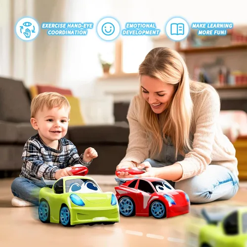 Miniatura 3 de AEROQUEST Coche de control remoto, juguete de coche RC con luces y sonidos para niños, niñas y niños pequeños de 1-3, 2-4, 4-7 y 3 años Rojo