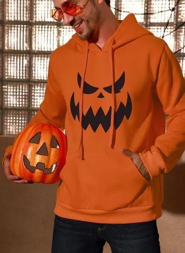 Miniatura 8 de Arvilhill Sudadera con capucha de calabaza de Halloween para hombre