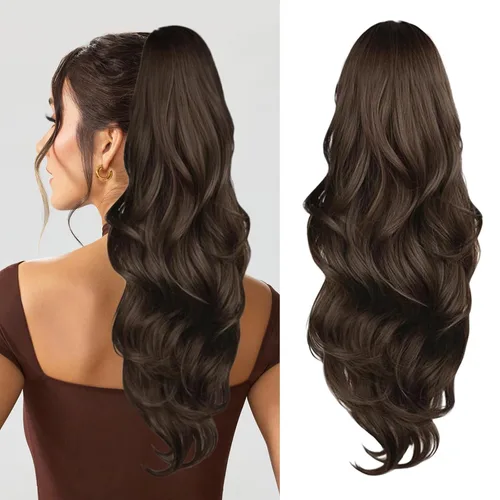 Miniatura 12 de Extensión de cola de caballo rubio, extensión de cola de caballo con cordón de 20 pulgadas para mujeres, extensiones de cabello de cola de caballo