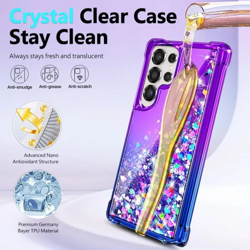 Miniatura 55 de NGB - Funda de teléfono diseñada para Samsung Galaxy S9+ Plus, morado/azul, con purpurina líquida para mujeres y niñas, con protector de pantalla