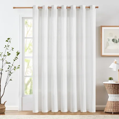 Miniatura 11 de jinchan Cortinas de 108 pulgadas Mezcla de Lino de Lino Semi Transparentes Filtrado de Luz y Resplandor Cortinas Extra Largas para Sala de Estar