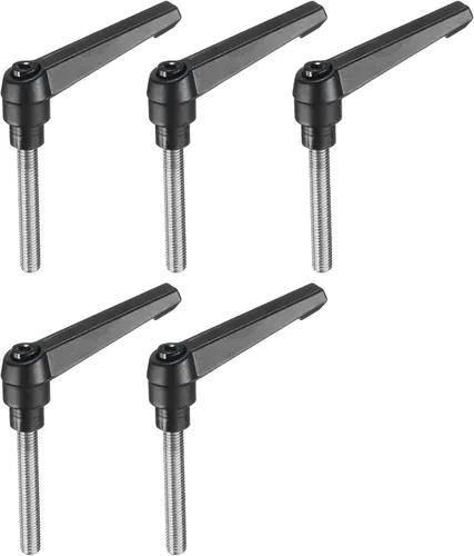 Miniatura 12 de uxcell 5 piezas de manija de palanca de sujeción ajustable M5 x 1.969 in de óxido negro métrico de acero al carbono macho roscado perillas de mano
