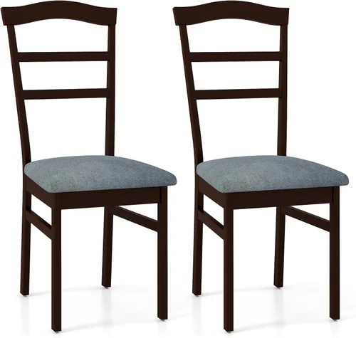 Miniatura 11 de GOFLAME Juego de 2 sillas de comedor de madera, sillas de cocina tapizadas con asiento acolchado y respaldo en forma de X, sillas laterales sin