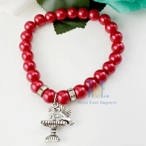 Miniatura 6 de WE Recuerdos de confirmación (12 piezas) pulsera roja con cruz de ala de ángel en bolsas de regalo de organza decoradas para niño y niña