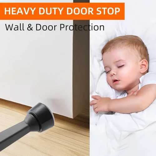 Miniatura 5 de HOME MASTER HARDWARE Topes de Puerta Rígidos Sólidos de Servicio Pesado de 3", Negro Mate, Paquete de 2 con Puntas de Plástico - Topes de Puerta