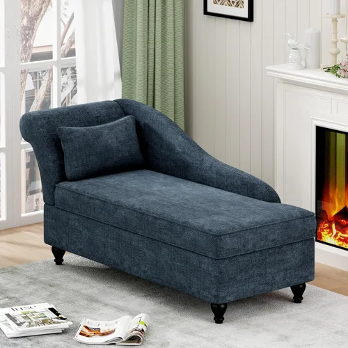 Miniatura 11 de Tumbona de almacenamiento para interiores, sillón tapizado de lino con almacenamiento para dormitorio, sala de estar, oficina, tela beige