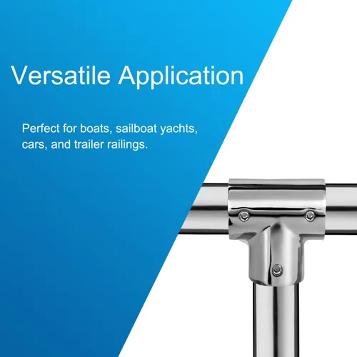 Miniatura 5 de Accesorio de barandilla de barco resistente, 3 vías de 90 grados en T, acero inoxidable 316, conector de tubería para tubos de 7/8 o 1 pulgada