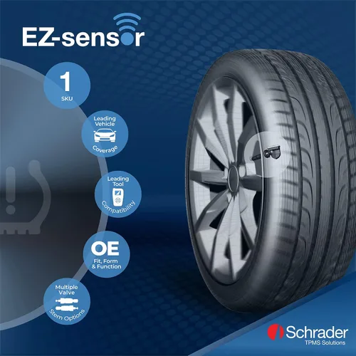 Miniatura 2 de Schrader 33500 EZ-Sensor Sencillo SKU (314.9 MHz, 315 MHz, y 433 MHz) Sensor Programable de Presión de Neumáticos con Válvula de Ángulo Fijo Snap-in