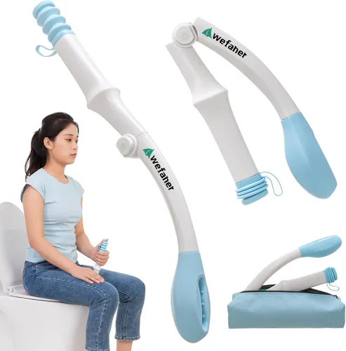 Wefaner Ayuda Plegable para Inodoro, Varita de Limpieza Cómoda de 15.6" de Largo Bottom Buddy Ayudas de Papel Higiénico para Ir al Baño, Autoayuda