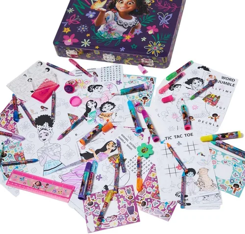 Miniatura 5 de Innovative Designs - Set de actividades Deluxe Disney Encanto para niños con lata de transporte, hojas para colorear, calcomanías y suministros