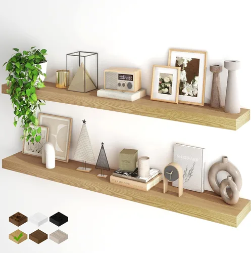 Miniatura 23 de Fun Memories Estantes flotantes para pared, estantes flotantes de 48 pulgadas de largo, juego de 1, estante colgante con soportes invisibles