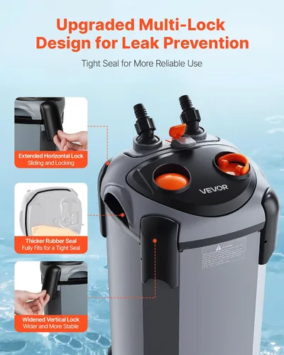 Miniatura 4 de VEVOR Filtro de recipiente de 224.5 GPH, filtro externo de acuario de 3 etapas con potente bomba, máquina de limpieza de circulación de agua
