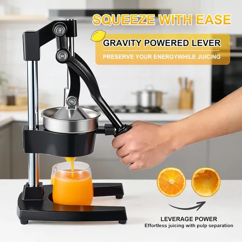 Miniatura 3 de Exprimidor manual de cítricos de hierro fundido, exprimidor comercial de prensa manual, exprimidor de encimera resistente para jugo de limón naranja