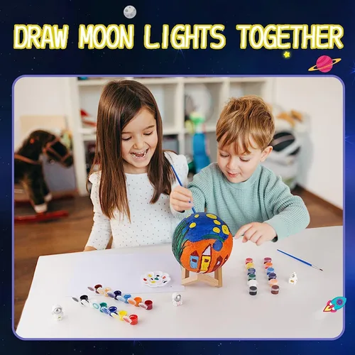 Miniatura 6 de Minleway Kit Recargable de Pintura para Hacer tu Propia Lámpara de Luna con 16 Colores, Kit de Artes y Manualidades para Niños, Mujeres, Niñas