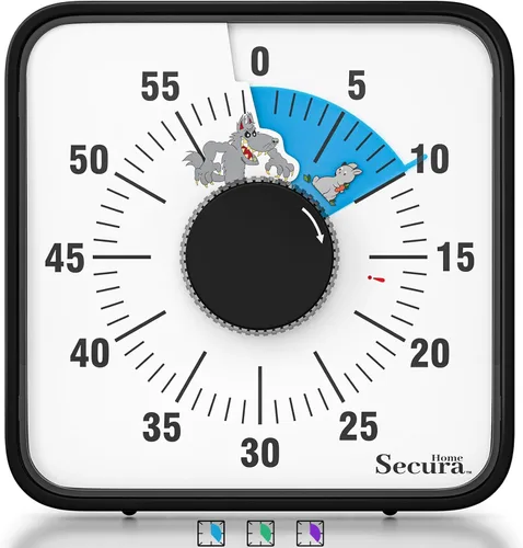 Secura Home - Temporizador visual de 7.5 pulgadas, temporizador de cuenta atrás de 60 minutos extragrande para niños, herramienta mecánica de Azul