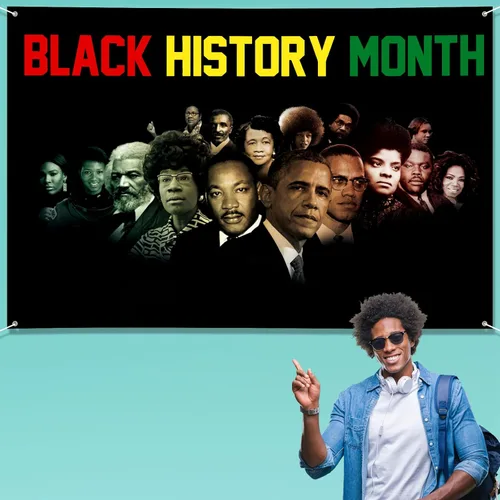 Miniatura 7 de Cartel grande negro del mes de la historia de 72 x 48 pulgadas, decoración del mes de la historia afroamericana, carteles de personas famosas