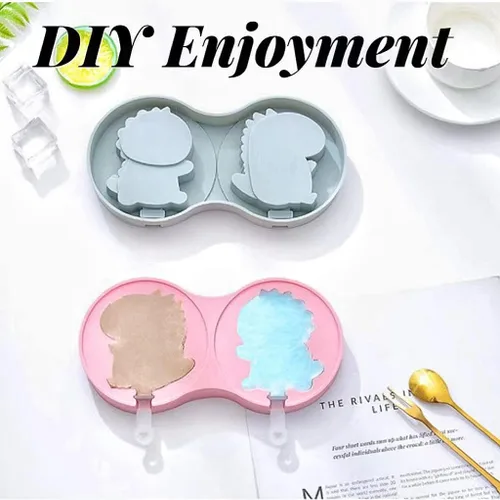 Miniatura 3 de AuraGlor Juego de 2 moldes para hacer paletas, moldes para helados, moldes para hacer helados, accesorios de cocina, fácil liberación, leche