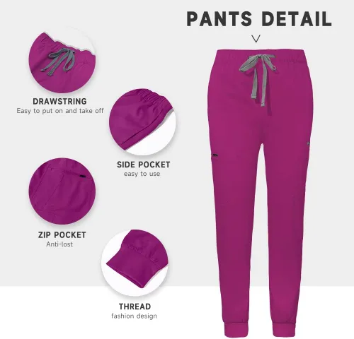 Miniatura 11 de niaahinn Conjunto de uniformes médicos para mujer, uniformes de enfermería, cuello en V clásico y pantalones quirúrgicos para correr
