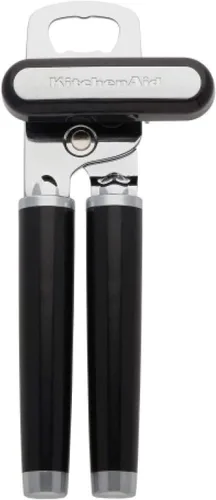 KitchenAid - Abrelatas multifunción clásico y abrebotellas de fácil uso, rueda de corte de acero inoxidable ultra afilada, mangos ergonómicos Negro