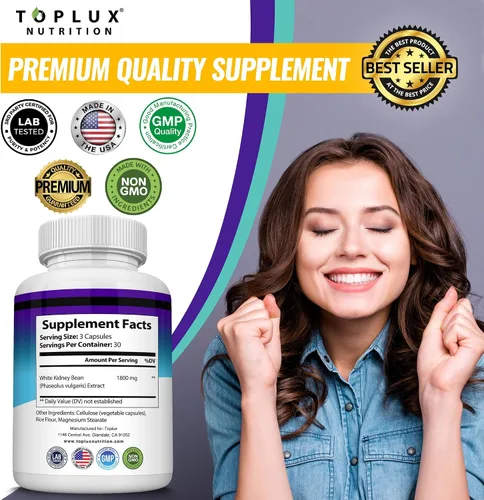 Miniatura 7 de Toplux Keto Blocker Pills Extracto de frijol blanco - 1800 mg de cetosis natural, apoyo a la dieta Keto, para hombres y mujeres, 90 cápsulas, Dos
