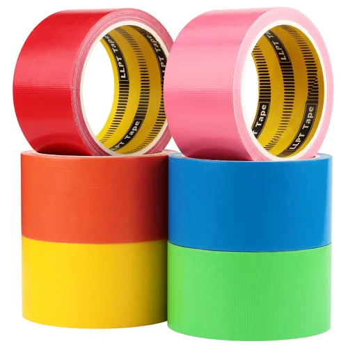 LLPT Cinta Adhesiva de Colores 6 Paquetes Premium 2 Pulgadas x 9.1 Metros por Rollo Cinta de Colores Surtidos a Granel Desgarrable a Mano Incluida