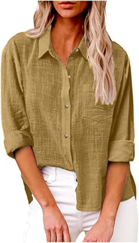 Miniatura 156 de SMIDOW Camisa de algodón y lino con botones para mujer