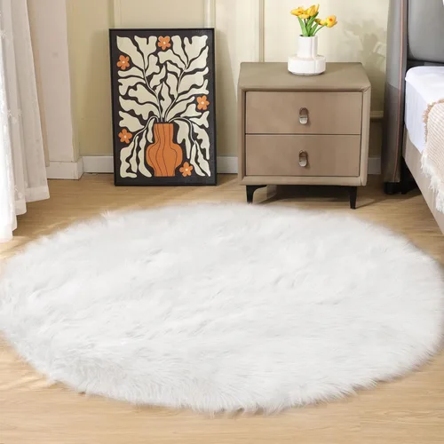 Miniatura 83 de ORINOVA Alfombras de pelo sintético lavable de color gris plateado claro para dormitorio, alfombra de felpa para sala de estar, alfombra