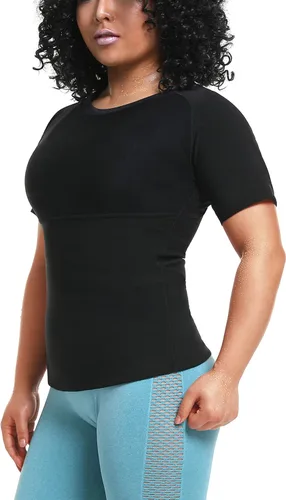 Miniatura 2 de LMCOB Camiseta deportiva de compresión para mujer para sauna, chaleco de sauna que atrapa el calor para mujer Forro azul.
