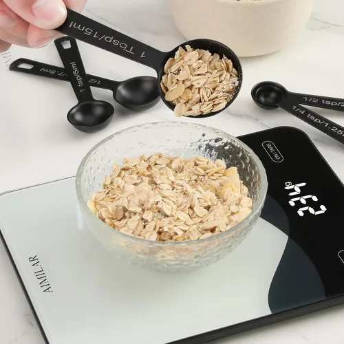 Miniatura 3 de Juego de 5 cucharas medidoras de acero inoxidable, tazas medidoras de metal para líquidos, alimentos, cocina, hornear (negro)