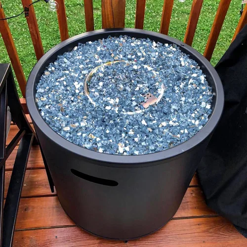 Miniatura 4 de GRISUN Vidrio de Fuego Azul Aguamarina para Hoguera, Rocas de Vidrio Templado Reflectante de Alto Brillo de 1/4 de Pulgada para Chimenea de Gas