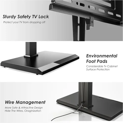 Miniatura 7 de FITUEYES Soporte universal para TV de suelo con base de hierro con inclinación giratoria, soporte de TV para pantallas de 32 a 75 pulgadas, soporte