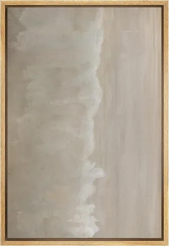 Miniatura 46 de SIGNFORD - Lienzo enmarcado para pared, arte de pintura grunge duotono blanco bronceado, trazos abstractos, formas ilustradas, arte moderno