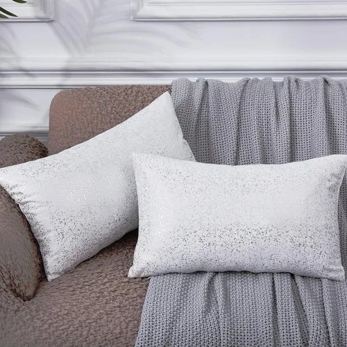 Miniatura 14 de EUCIOR Fundas de almohada plateadas, fundas de cojín blancas de terciopelo, fundas de almohada decorativas cuadradas de 22 x 22 pulgadas para Plata