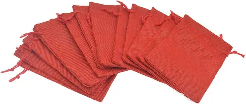 Miniatura 2 de 50 bolsas de regalo de arpillera de 5 x 7 pulgadas, bolsas de lino rojo con cordón de Navidad, bolsas de yute para joyas, bolsas de recuerdos