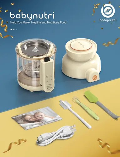 Miniatura 7 de Máquina automática de alimentos para bebés, molinillo de alimentos de vidrio para bebés, licuadora y vaporera y máquina de puré con cocción