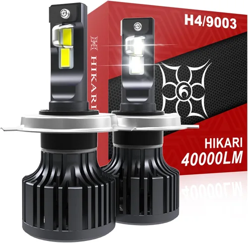 HIKARI WINGS 2026 40000LM Bombillas LED H4 9003 de doble haz, 45W con chips centrales mejorados, kit LED de alto lúmen, 6000K, blanco frío, IP68