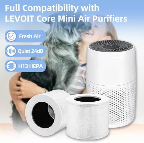 Miniatura 2 de Filtro de repuesto para purificador de aire, miniRF, compatible con LEVOIT Air Purifier Core Mini (2 filtros+4 almohadillas aromáticas)