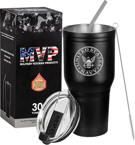 Miniatura 14 de Military Gift Shop Taza de Viaje de Acero Inoxidable con Aislamiento al Vacío de Doble Pared Negra del Ejército de EE.UU. de 30 oz - Regalos