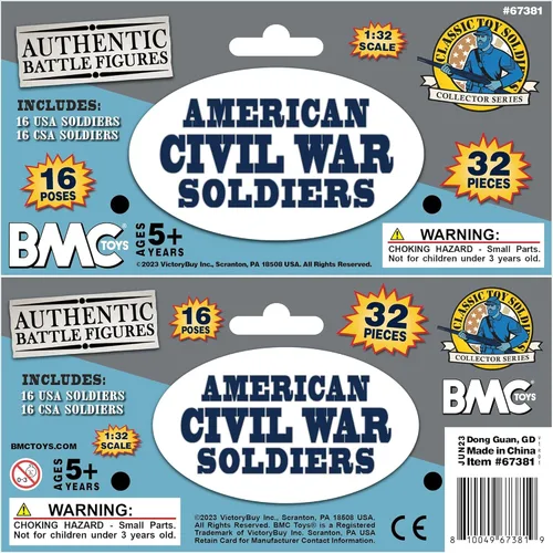 Miniatura 9 de BMC CTS American Civil War Plastic Army Men - 32 figuras de soldado azul y gris