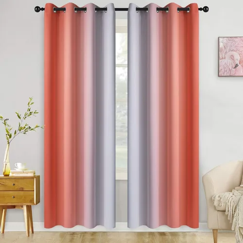 Miniatura 52 de COSVIYA Cortinas 100% Opacas Azul Degradado con Lazos Ajustables para Cocina Aislamiento Térmico Oscurecimiento de Habitación Cenefa con Bolsillo