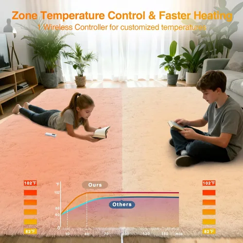 Miniatura 5 de Garvee Alfombra térmica inalámbrica de 8 x 10 pulgadas, alfombra eléctrica con 6 ajustes de calor y temporizador de 2 a 10 horas, tapete térmico