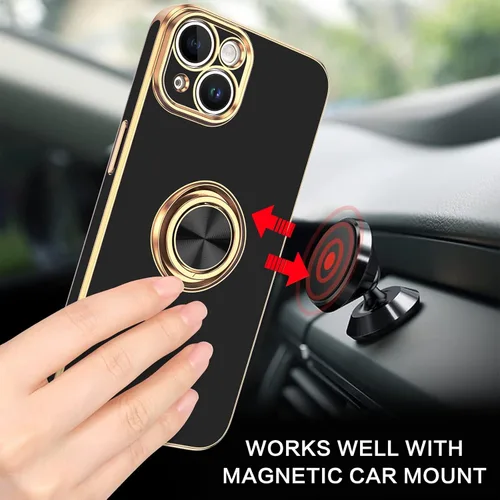 Miniatura 5 de VENINGO Funda para iPhone 14, funda para iPhone 14, ajuste delgado, suave soporte de anillo de 360° con base, compatible con soporte magnético