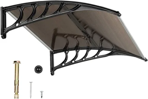 Outvita Toldos para Ventanas y Puertas Dosel 40''x40'', Cubierta de Policarbonato Toldo para Puerta Principal Patio Exterior Protección UV Lluvia