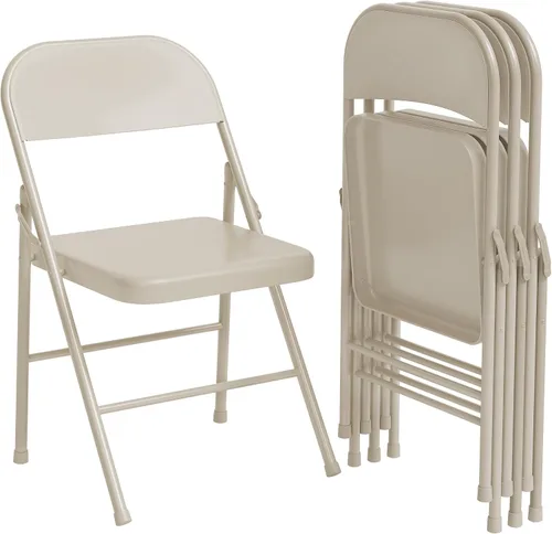 Miniatura 10 de Juego de 4 sillas plegables, asiento comercial portátil y apilable con marco de metal, sillas plegables resistentes para oficina, boda, fiesta, Negro