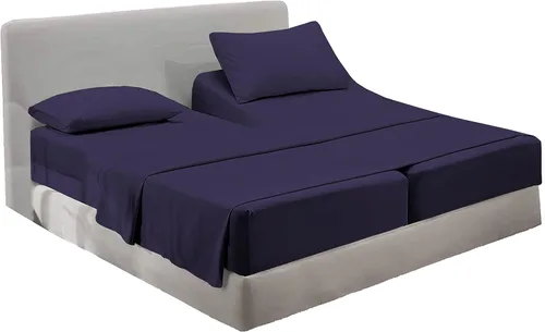 Miniatura 32 de PURE ECO Juego de sábanas de algodón natural, 5 piezas, tamaño King dividido, color beige, calidad suave, bolsillo profundo de 16 pulgadas, juego